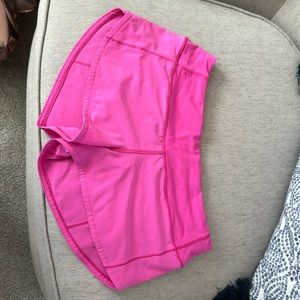 lululemon sonic pink speed up shorts